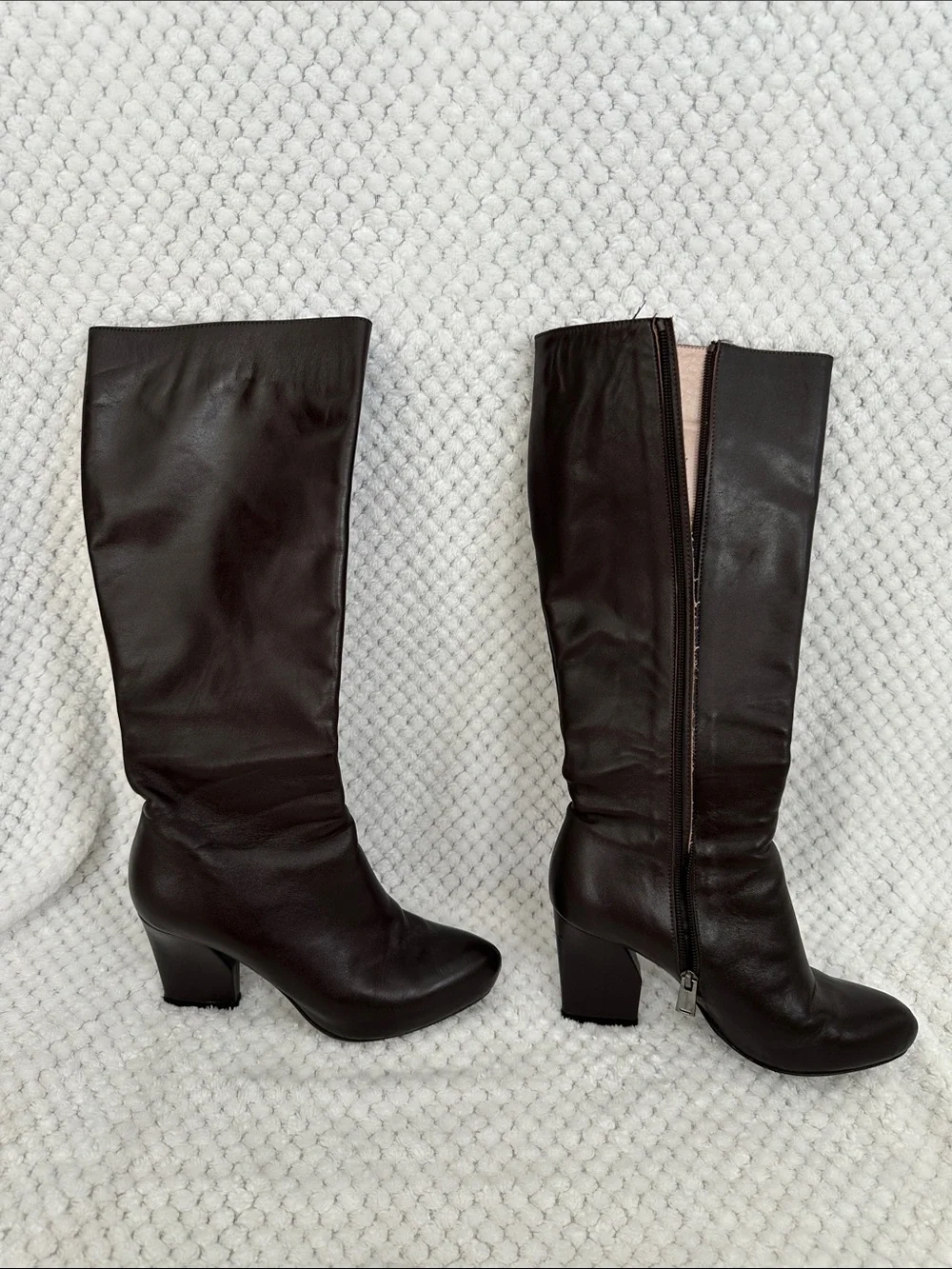 Classic Over-the-Knee Leather Boots in Dark Brown